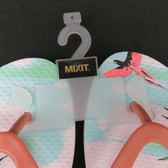 Parrot Tropical Flowers Pink Flip Flops Sandals - Picture 6 of 7